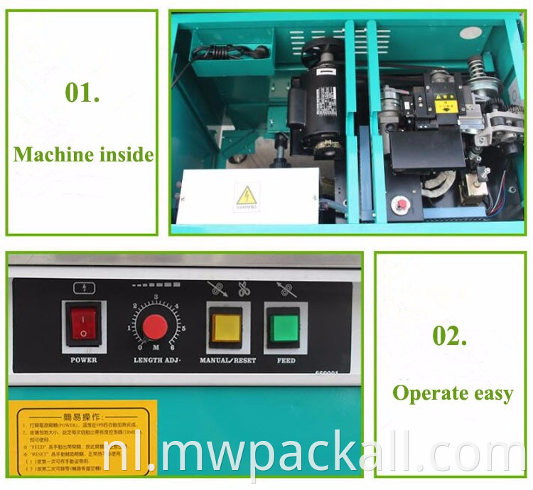 Semi-automatische doos met karton doosbandende machine/PP-riemverpakkingsmachine